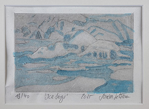 Radierung von Sandra Setzkorn: Gletscher